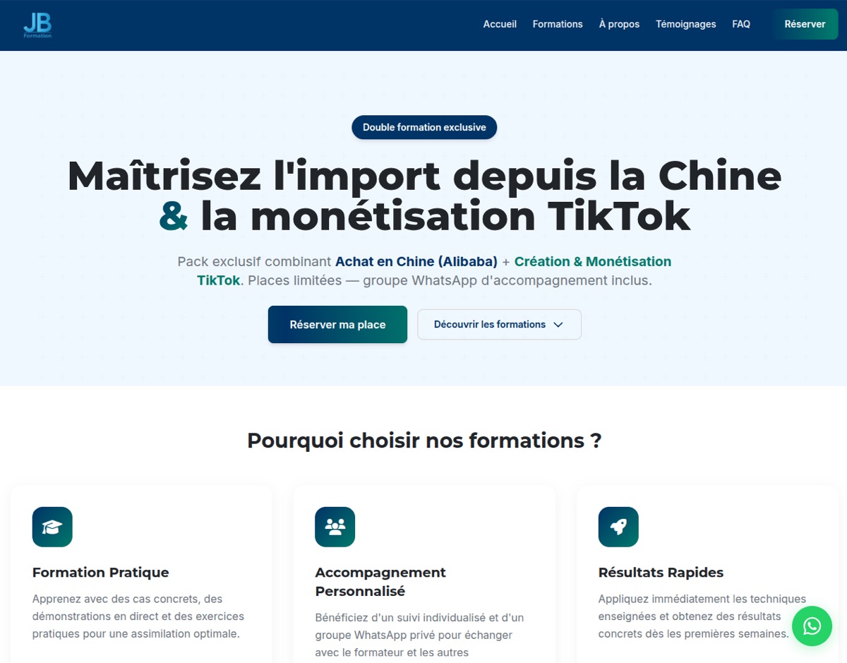 Aperçu du projet JB Formation