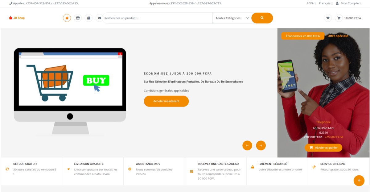Aperçu du projet JB Shop 237